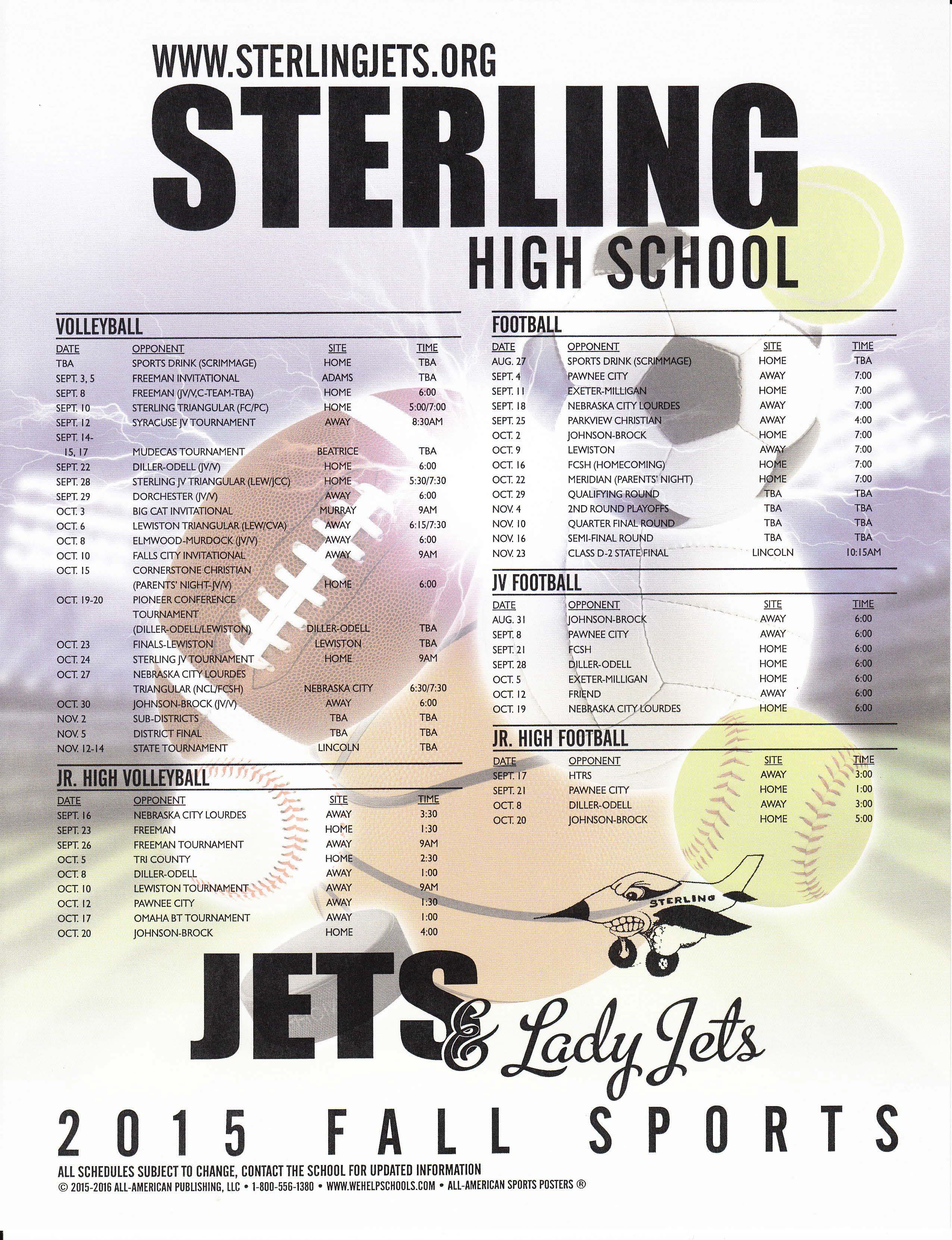 Sterling Public Schools FALL SPORTS SCHEDULE